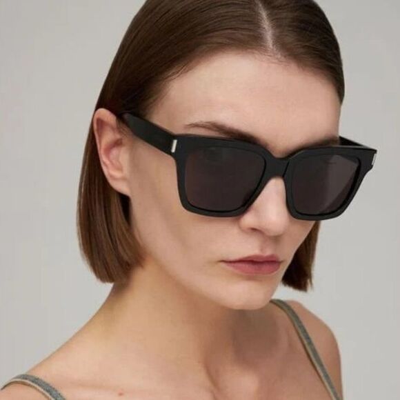 NEW Saint Laurent New Wave SL507 001 Black Gray Square Unisex Sunglasses - Picture 12 of 15